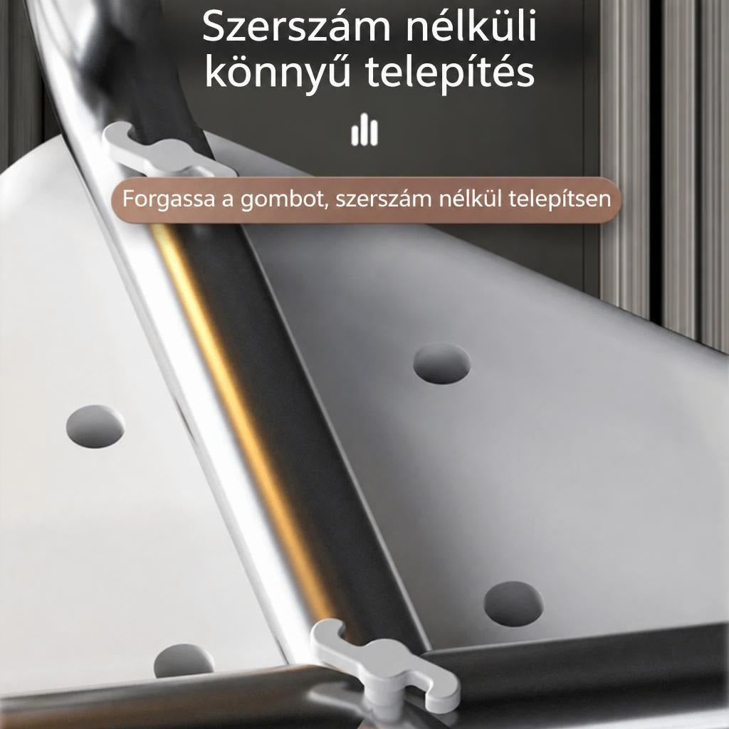 Szerszám nélküli könnyű összeszerelés bemutatása a rögzítőelemeknél.