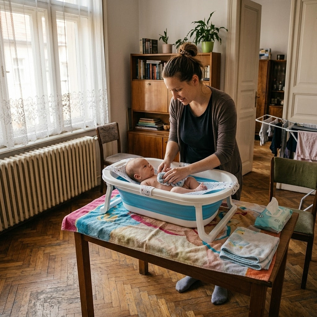 Állítható babafürdető háló kádkádhoz - otthon