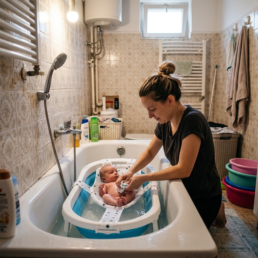 Állítható babafürdető háló kádkádhoz - a mindennapokban