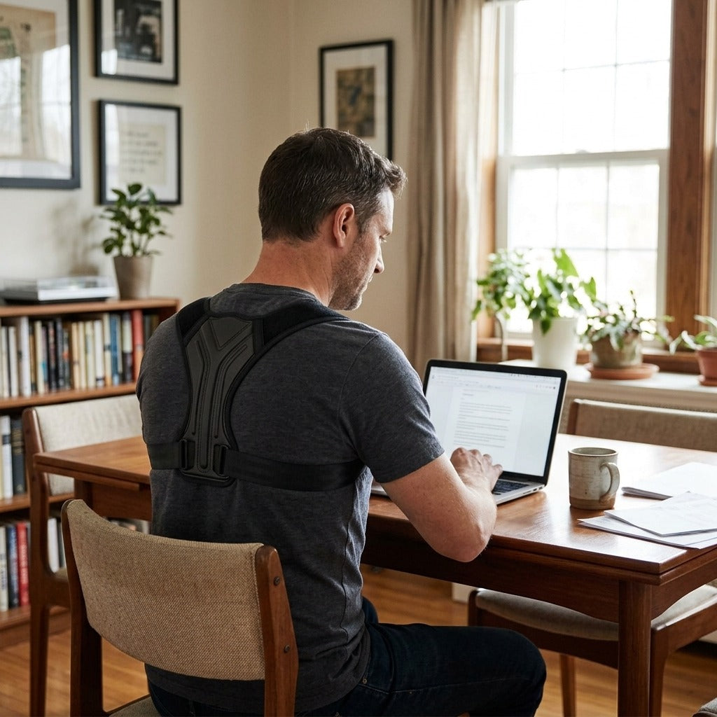 Adjustable Back and Shoulder Posture Corrector - at home