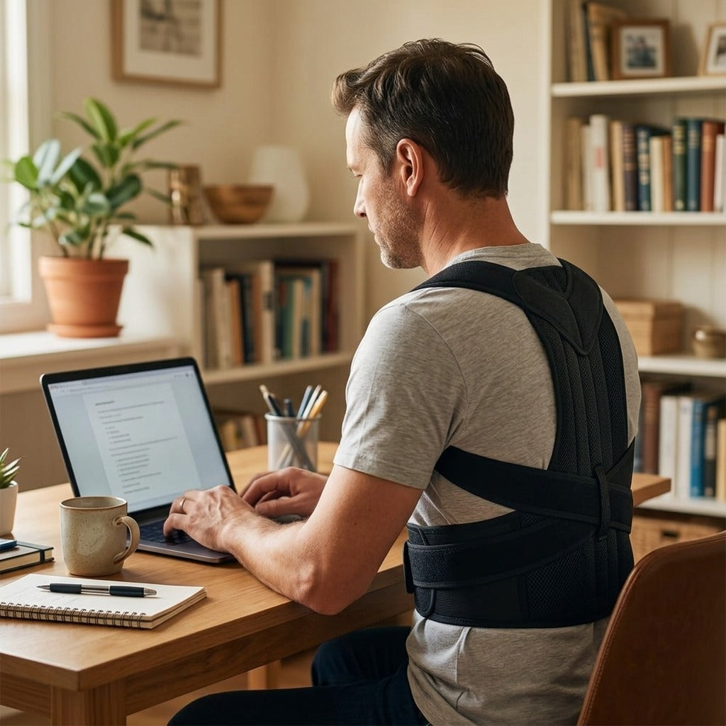 Adjustable Back and Shoulder Posture Corrector - at home