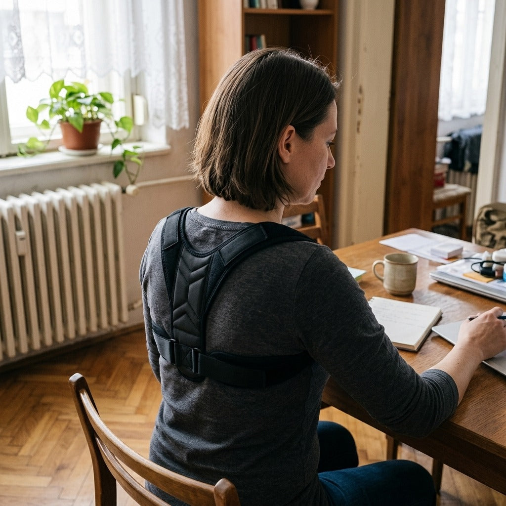 Állítható hát- és válltámasz a jobb tartásért - használat közben