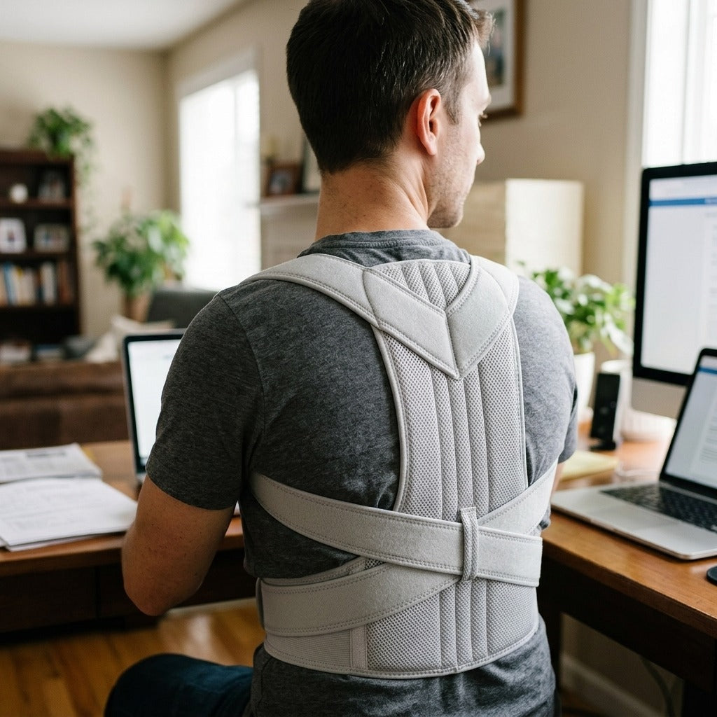 Adjustable Back Posture Corrector for Adults - in use