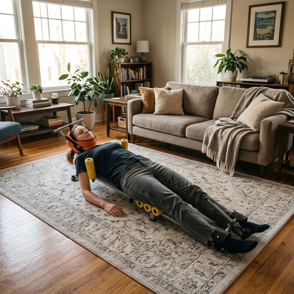 Adjustable Back Stretcher for Cervical and Lumbar Traction - at home