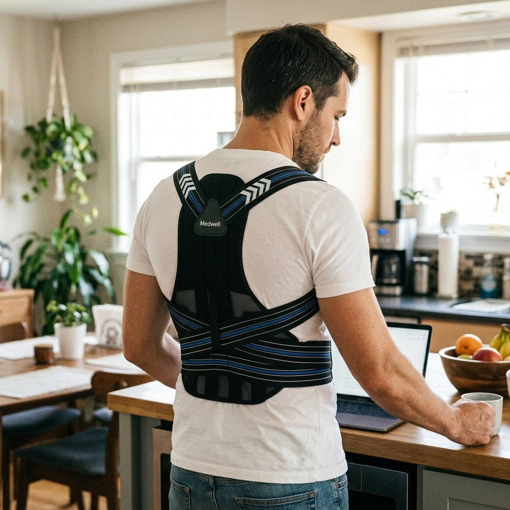 Adjustable Back Support Posture Corrector - at home