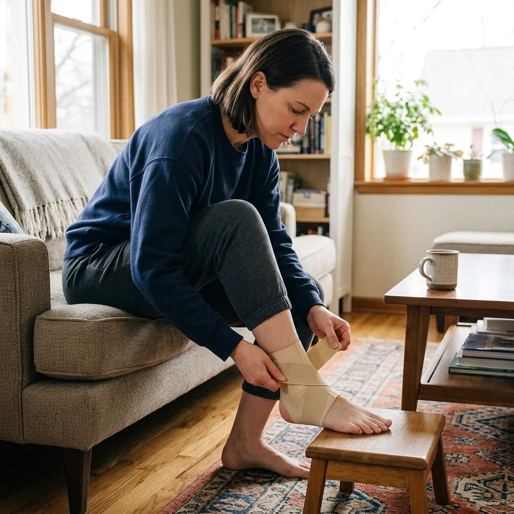 Adjustable Breathable Ankle Brace - at home