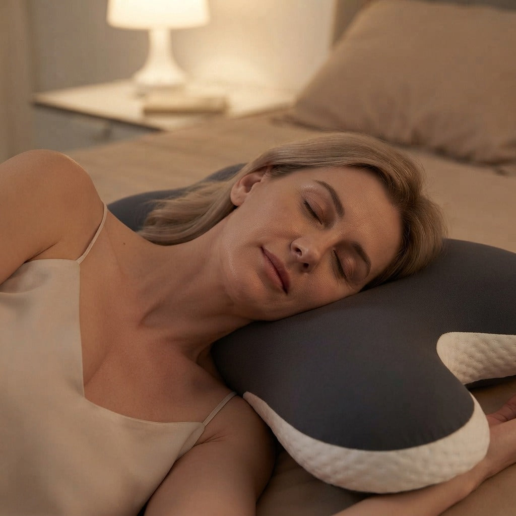 Adjustable C-Shaped Memory Foam Neck Pillow - in use