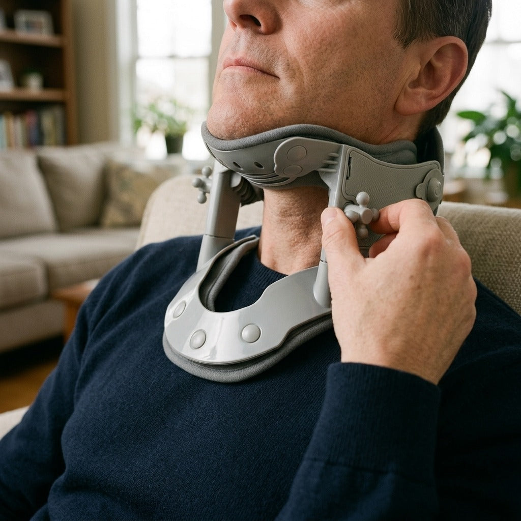 Adjustable Cervical Neck Support Collar - in use