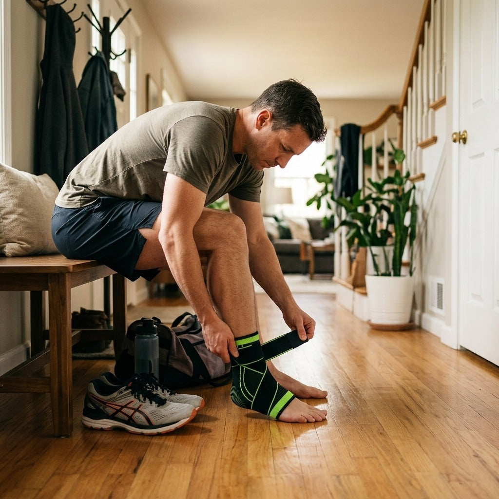 Adjustable Compression Ankle Support for Sports - at home