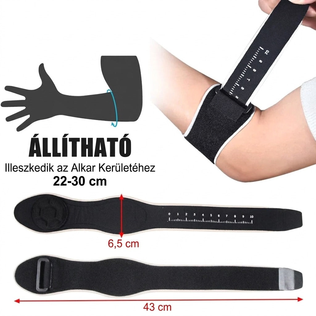 Állítható könyökvédő, 22-30 cm alkar kerülethez, méretek: 6,5×43 cm