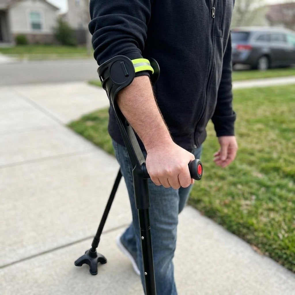 Adjustable Foldable Forearm Crutches - in use