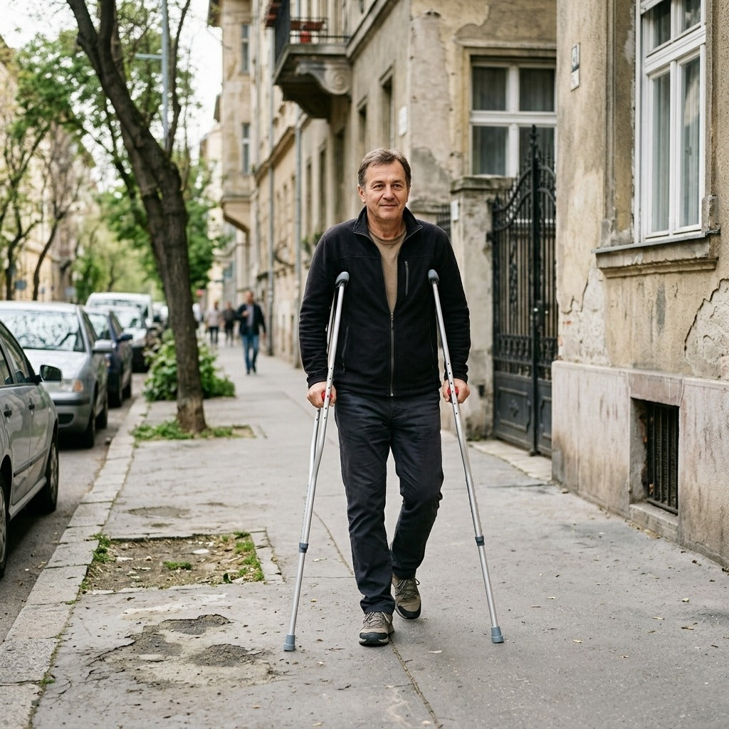 Állítható, összecsukható alumínium hónaljmankó - a mindennapokban