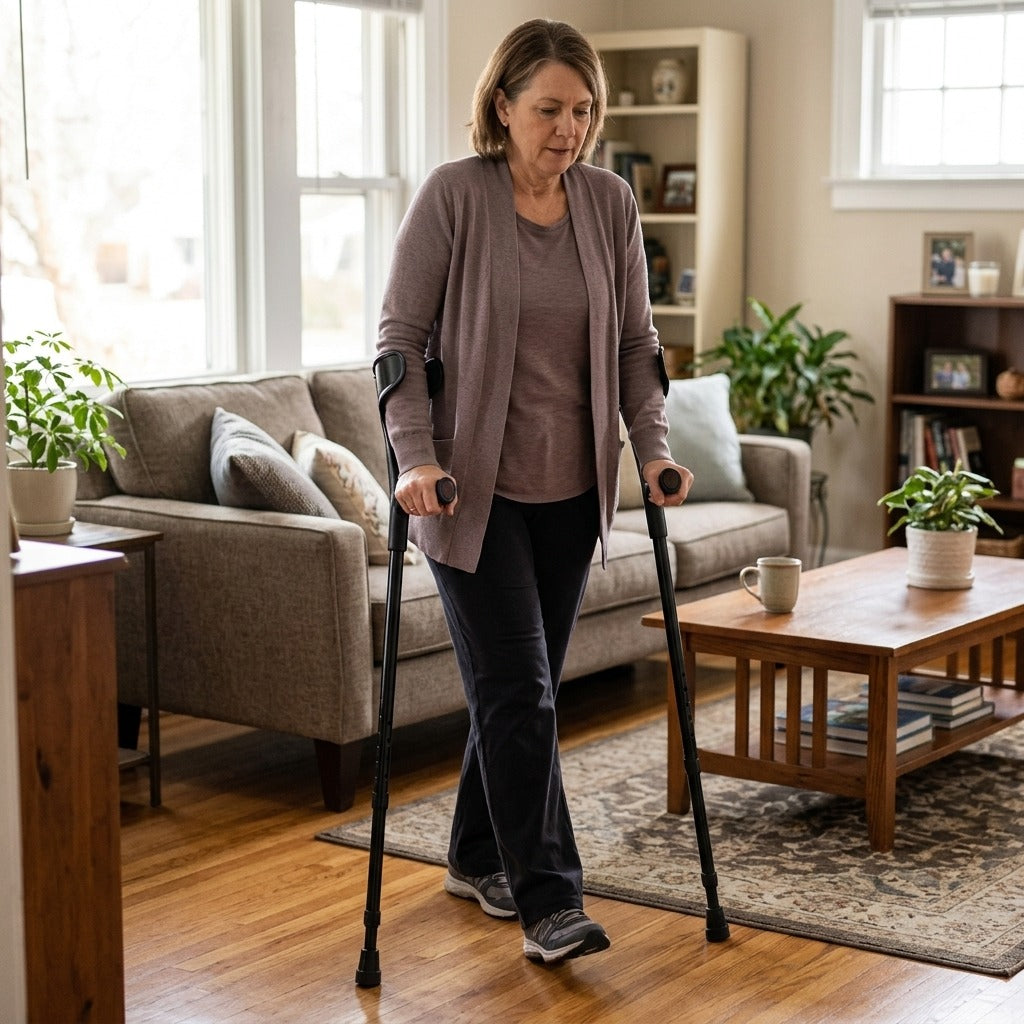 Adjustable Forearm Crutch with Cuff - at home