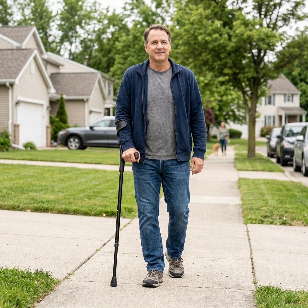Adjustable Forearm Crutch with Cuff - in everyday life