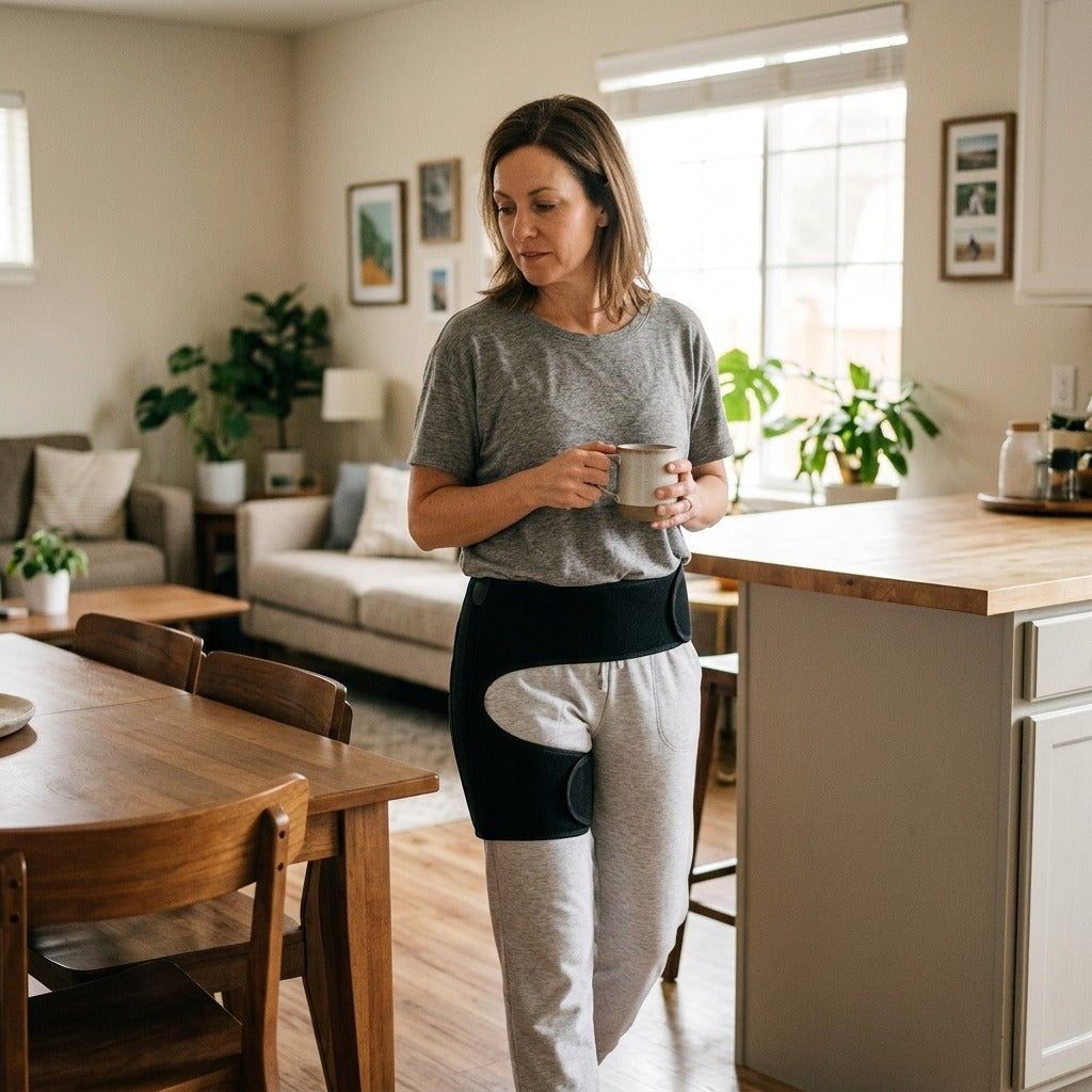 Adjustable Groin and Hip Support Brace - at home