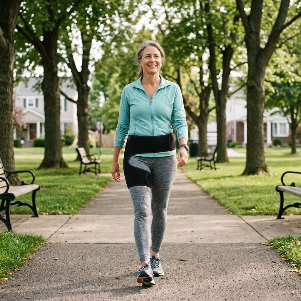 Adjustable Groin and Hip Support Brace - in everyday life