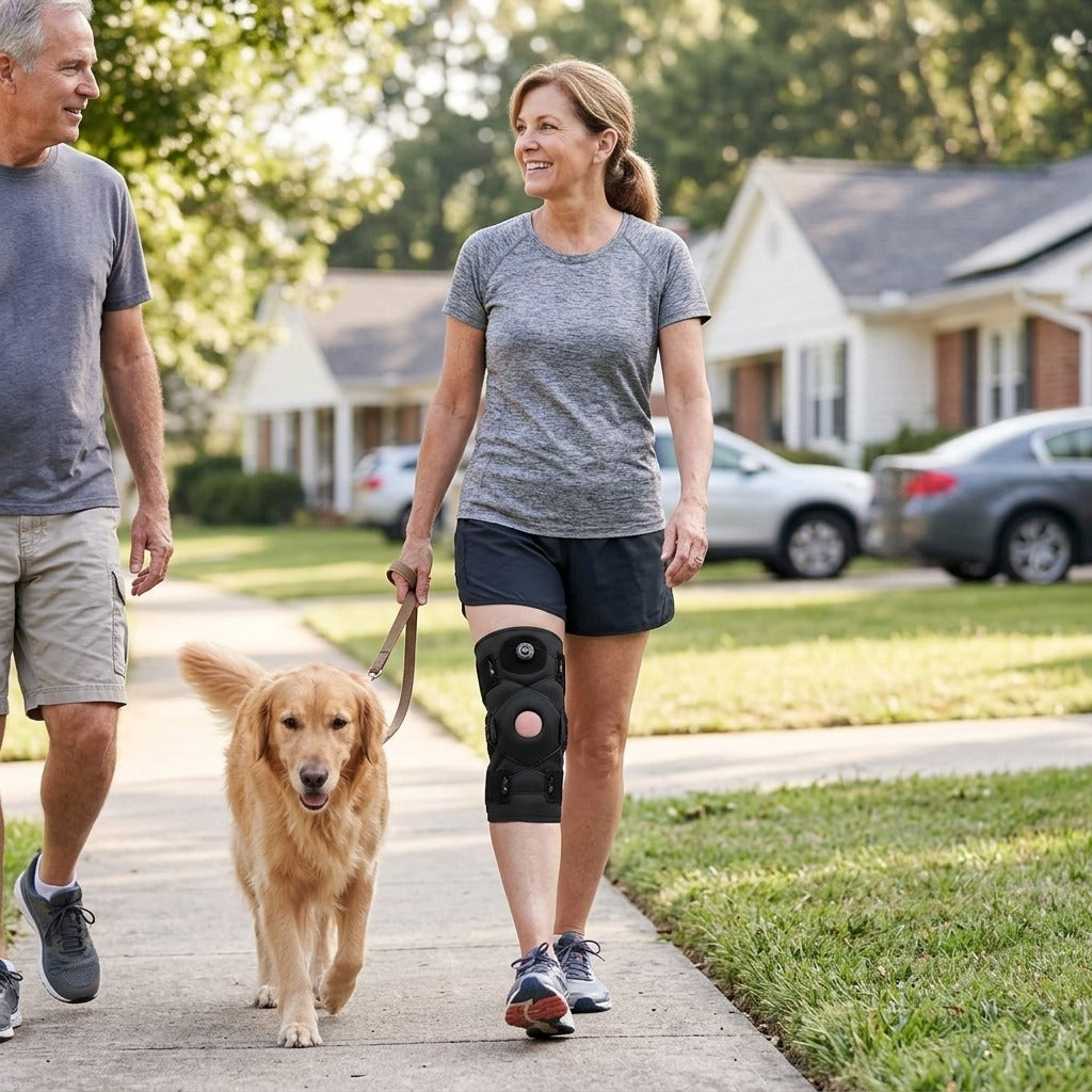 Adjustable Hinged Knee Brace for Men and Women - in everyday life