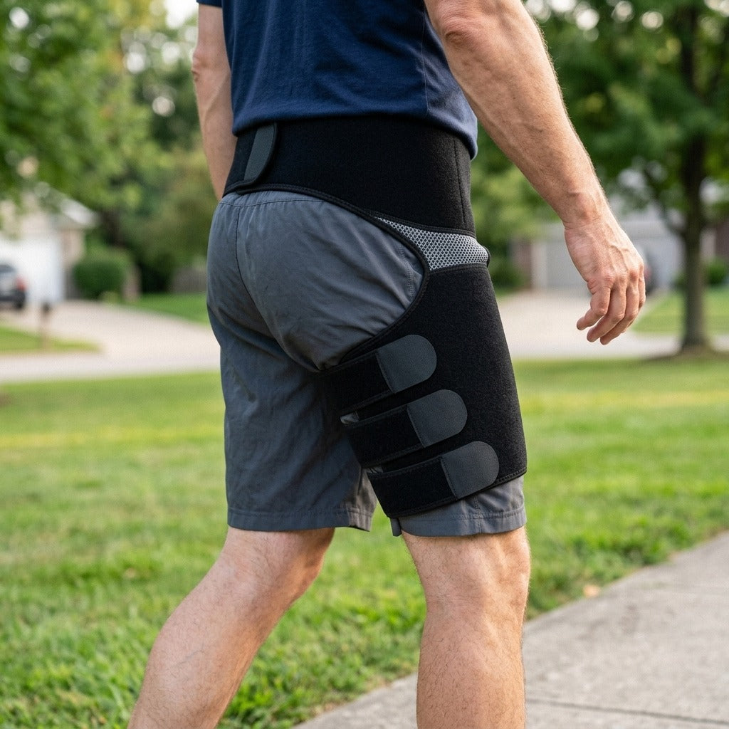 Adjustable Hip and Groin Support Brace - in use