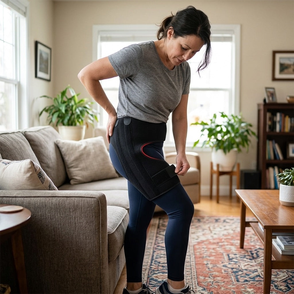 Adjustable Hip and Thigh Compression Brace - at home