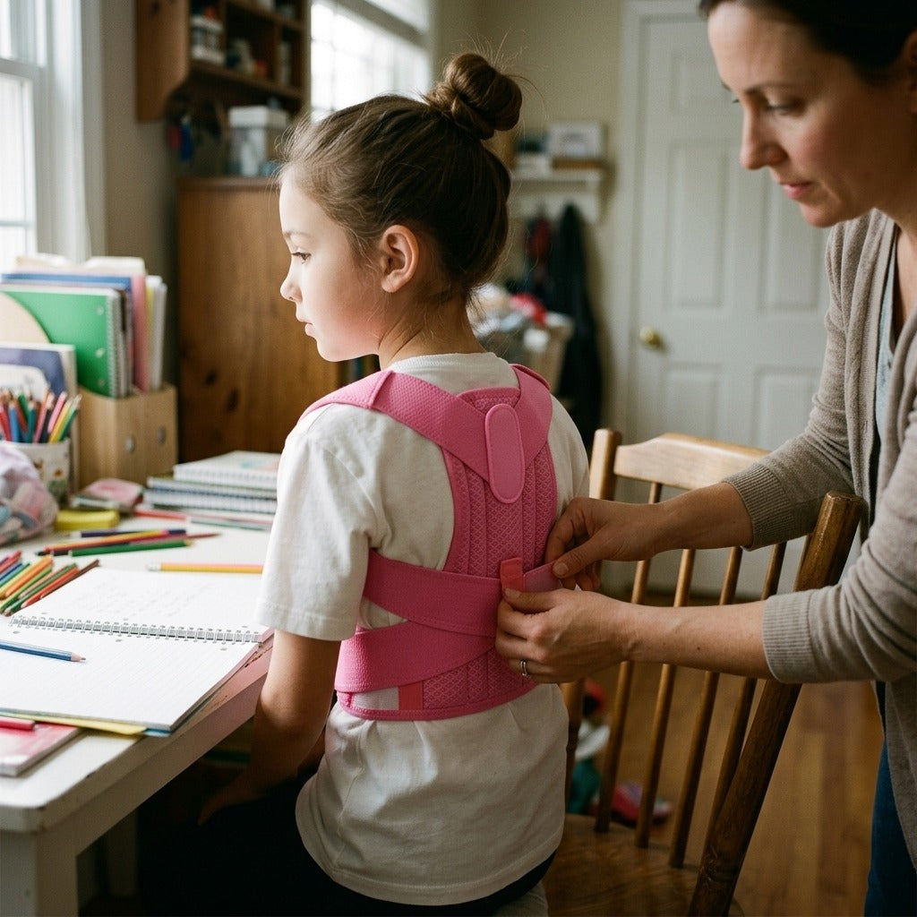 Adjustable Kids Posture Support Belt - in use