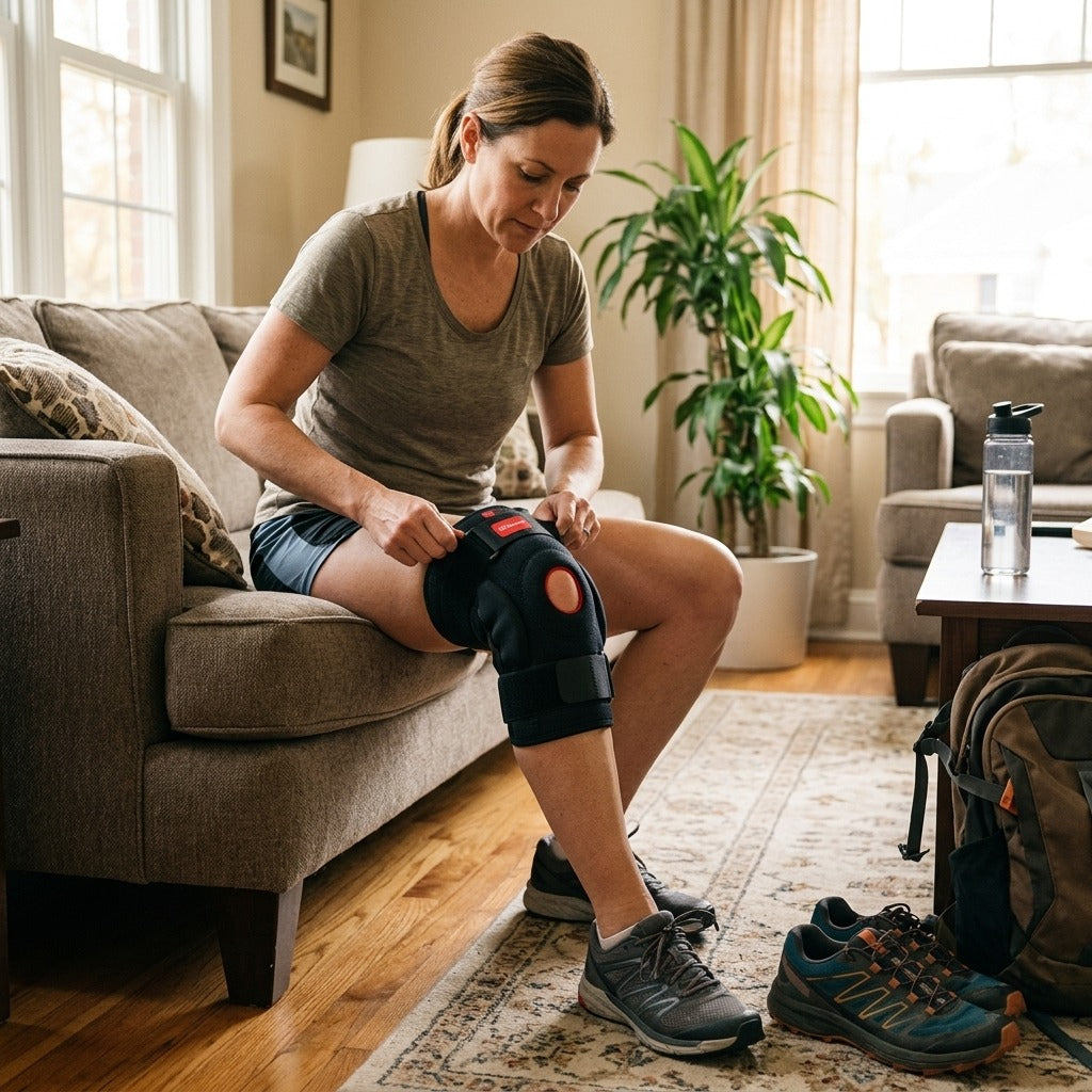 Adjustable Knee Brace for Hiking and Fitness - at home