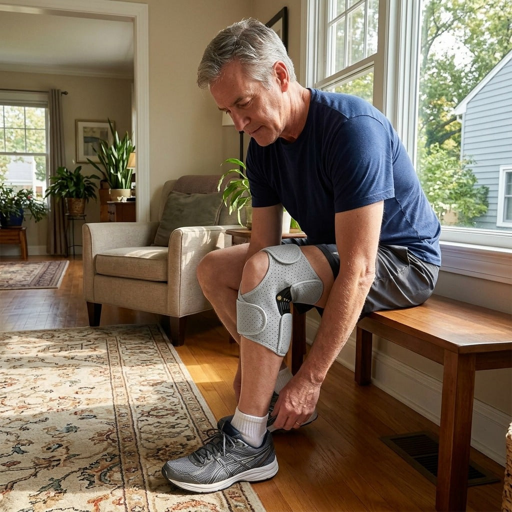Adjustable Knee Brace with Patella Pad - at home