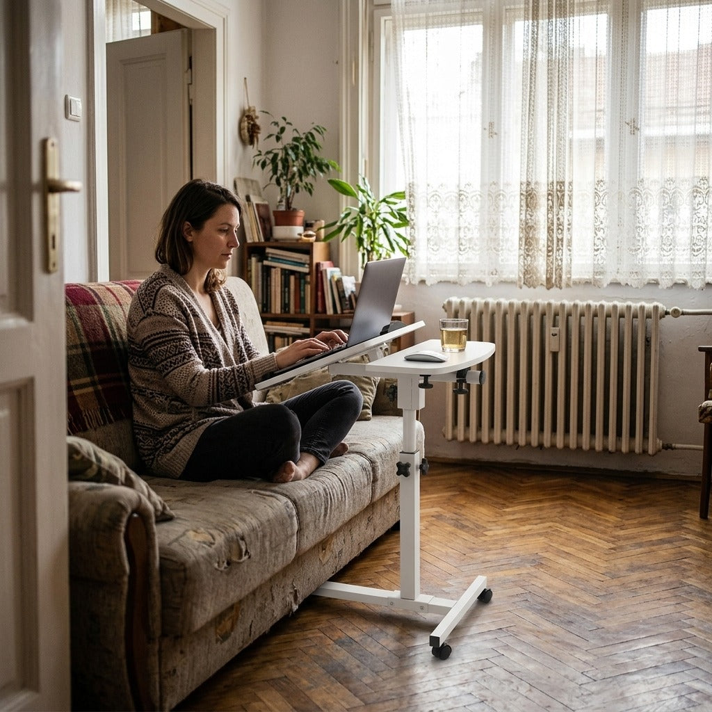 Állítható laptopasztal zárható kerekekkel - otthon
