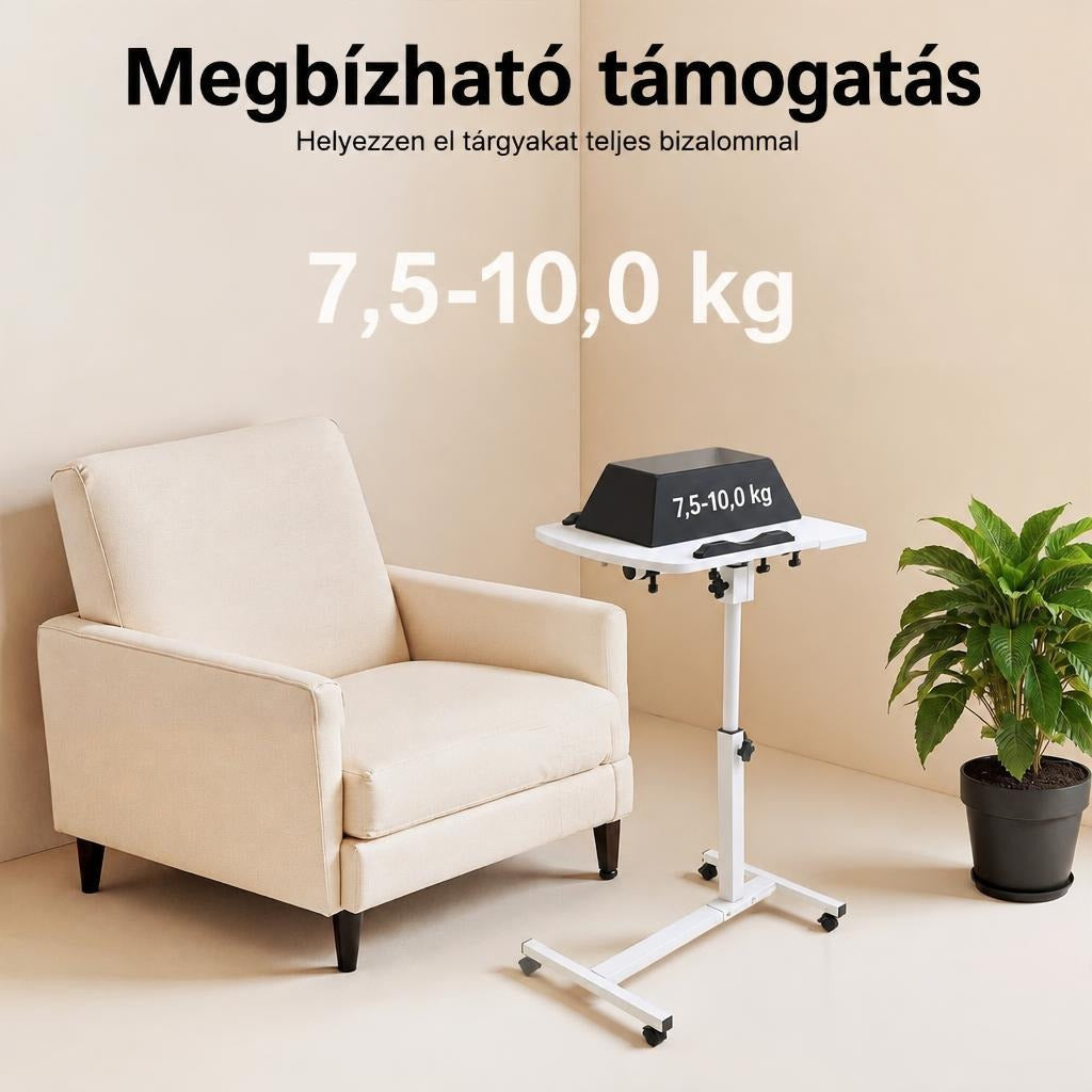 Görgős kisasztal fotel mellett, 7,5-10,0 kg teherbírással.