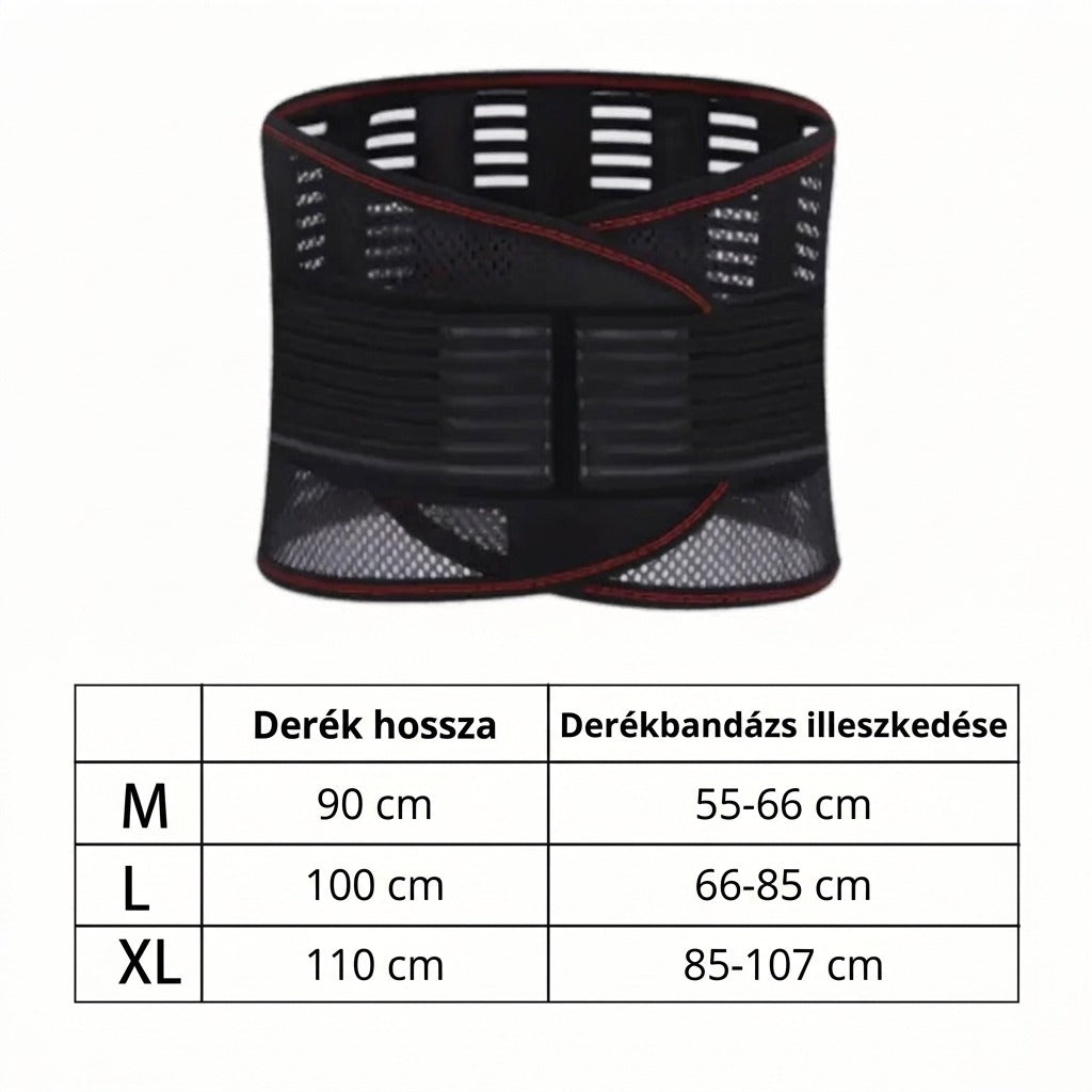 Derékbandázs mérettáblázat M L XL 90-110 cm 55-107 cm