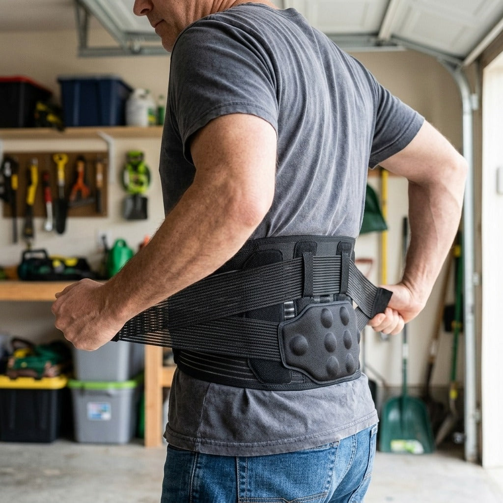 Adjustable Lumbar Brace for Waist Support - in use