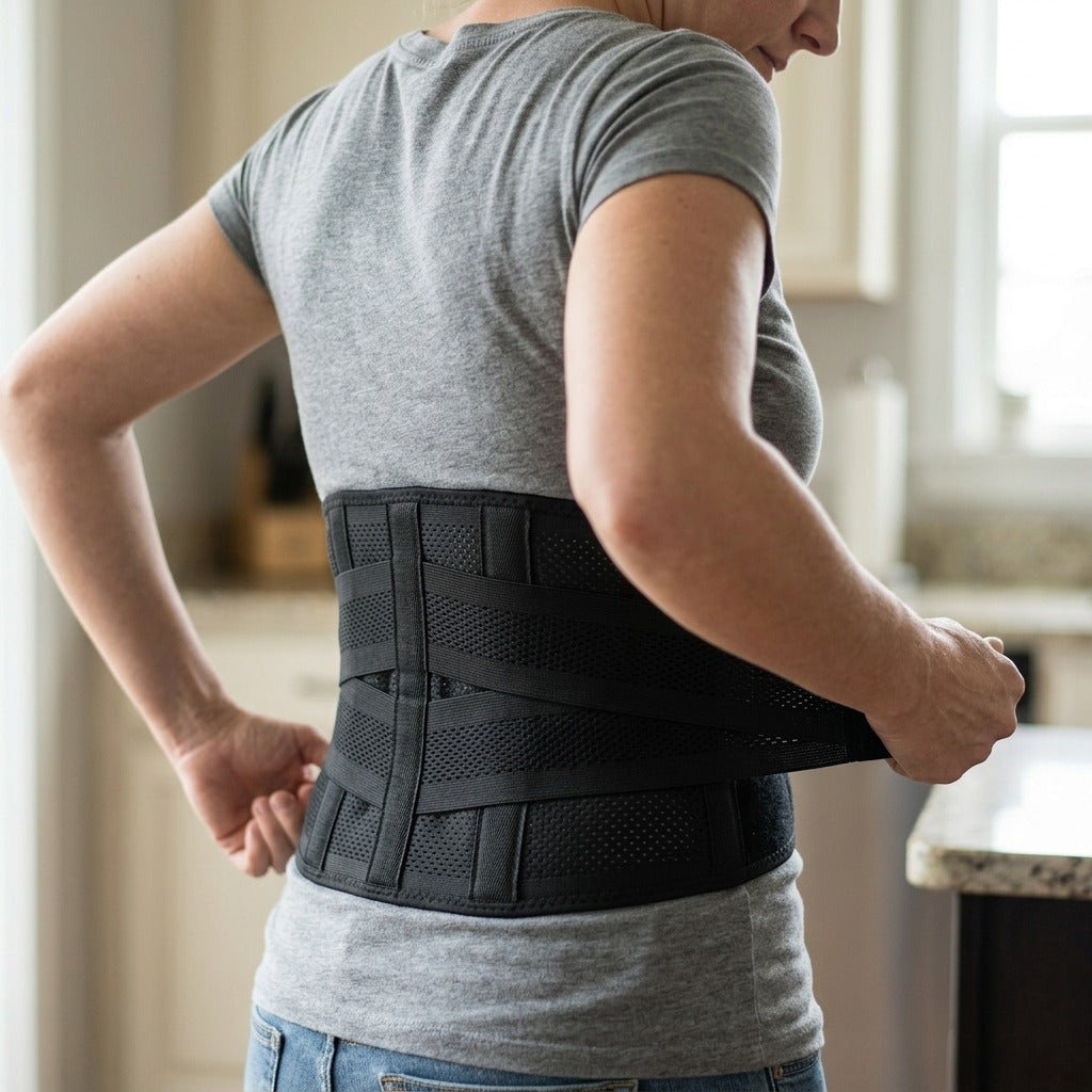Adjustable Lumbar Support Belt - in use