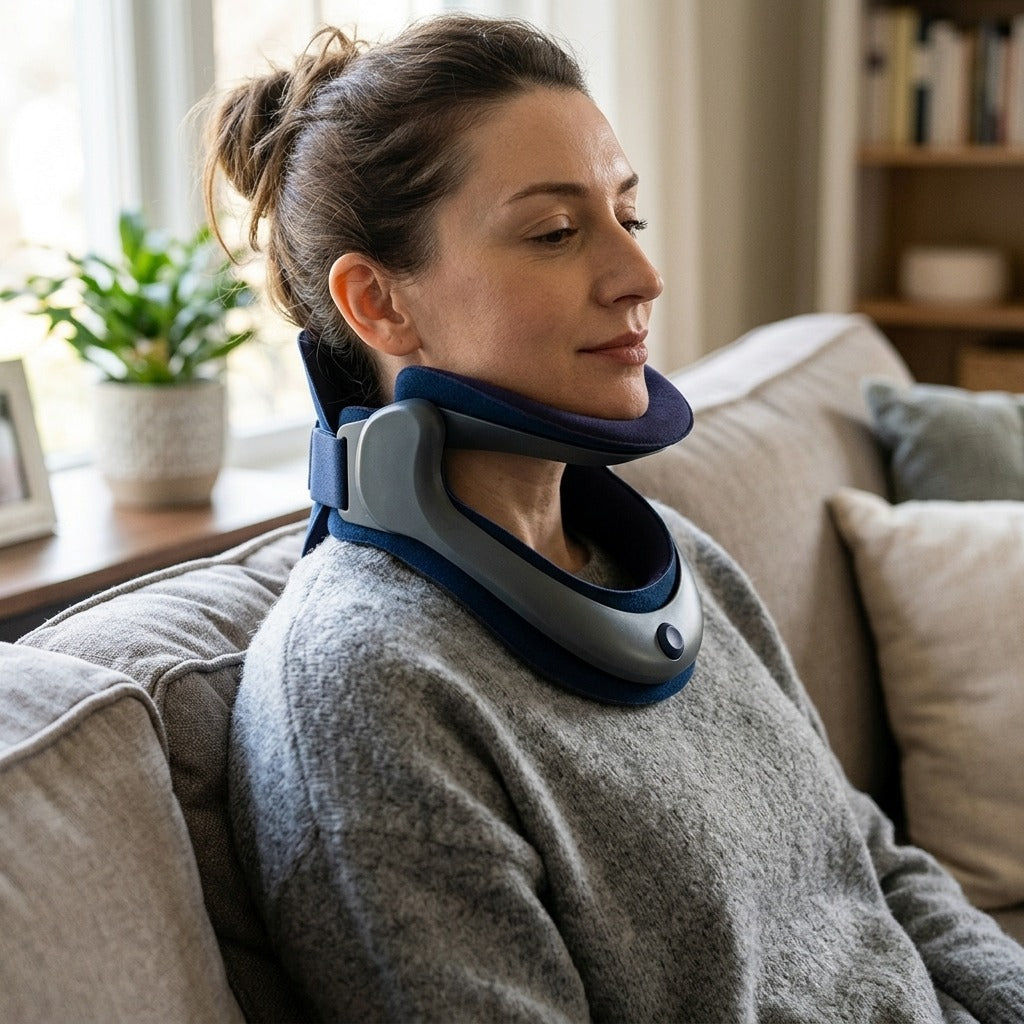 Adjustable Neck Traction Device - in use