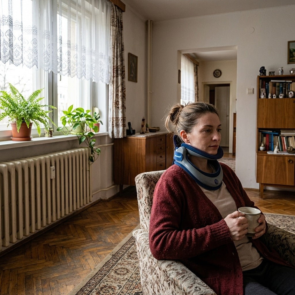 Állítható nyaknyújtó eszköz habpárnákkal - otthon