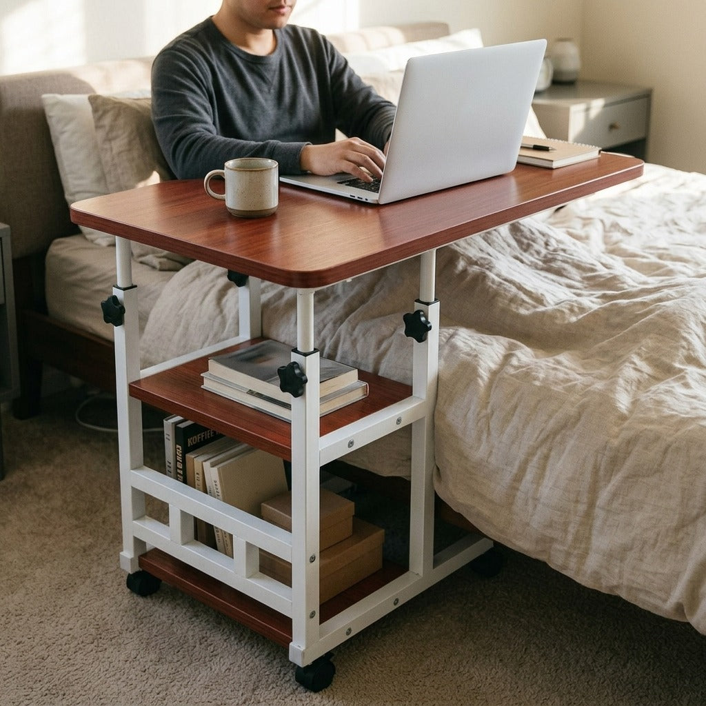 Adjustable Overbed Table with Height and Tilt - in use