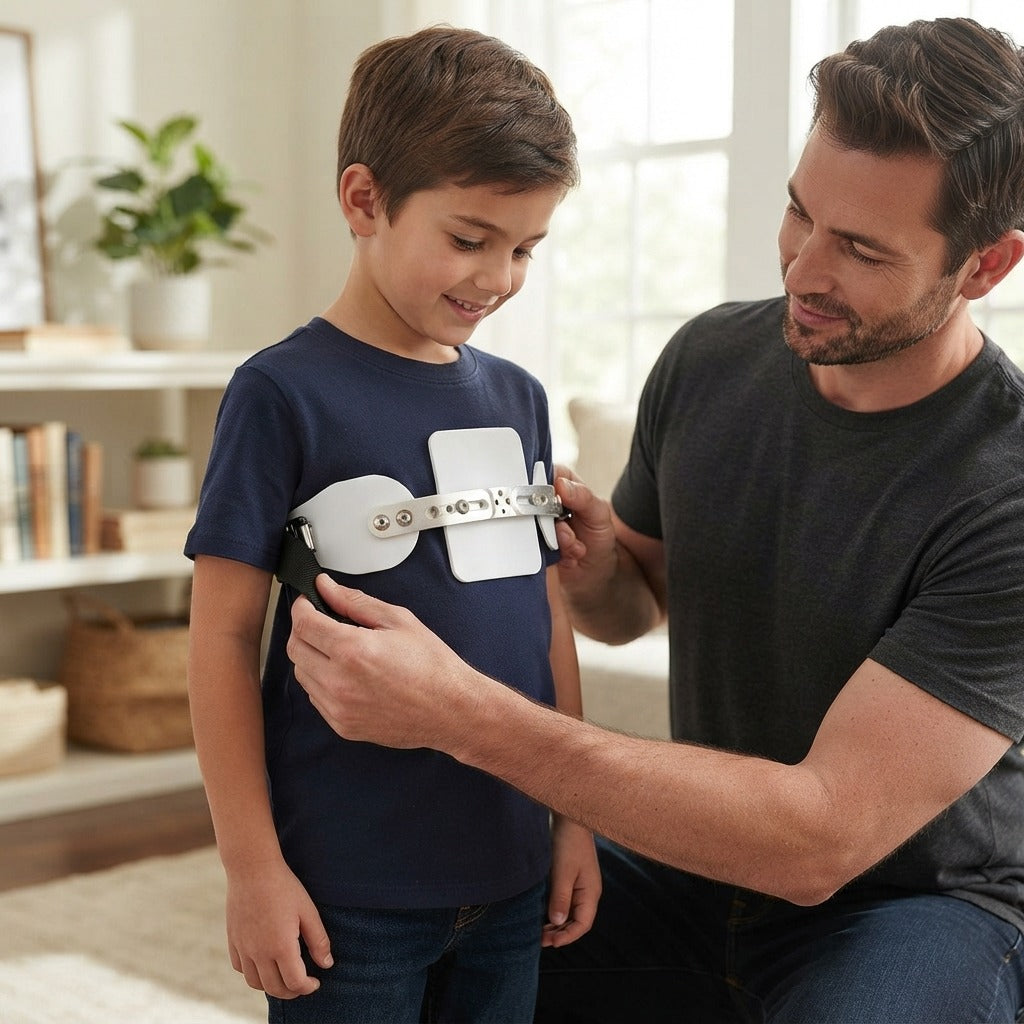 Adjustable Pectus Carinatum Orthosis Brace - in use