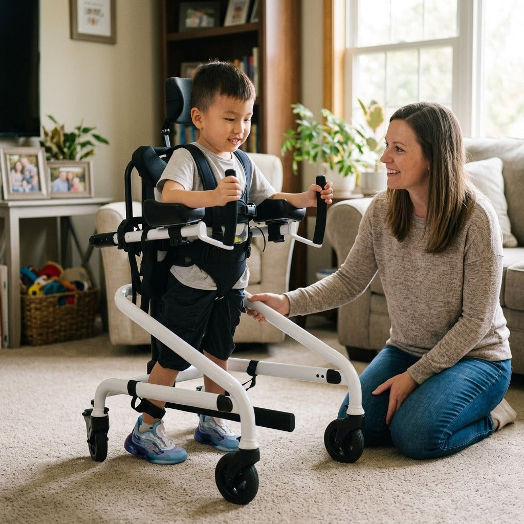Adjustable Pediatric Gait Trainer Walker - at home