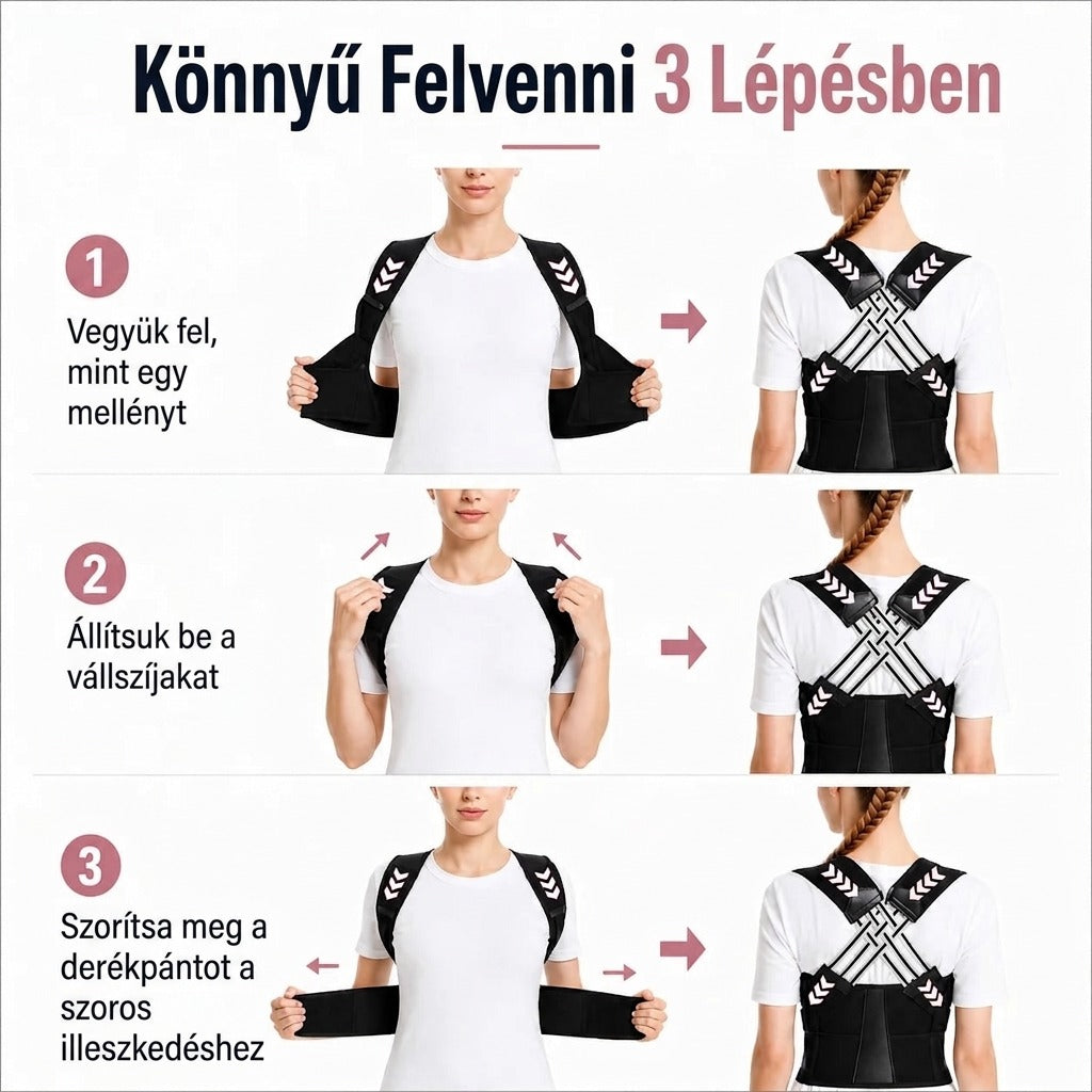 Könnyű felvenni 3 lépésben: vegyük fel, állítsuk be szíjakat