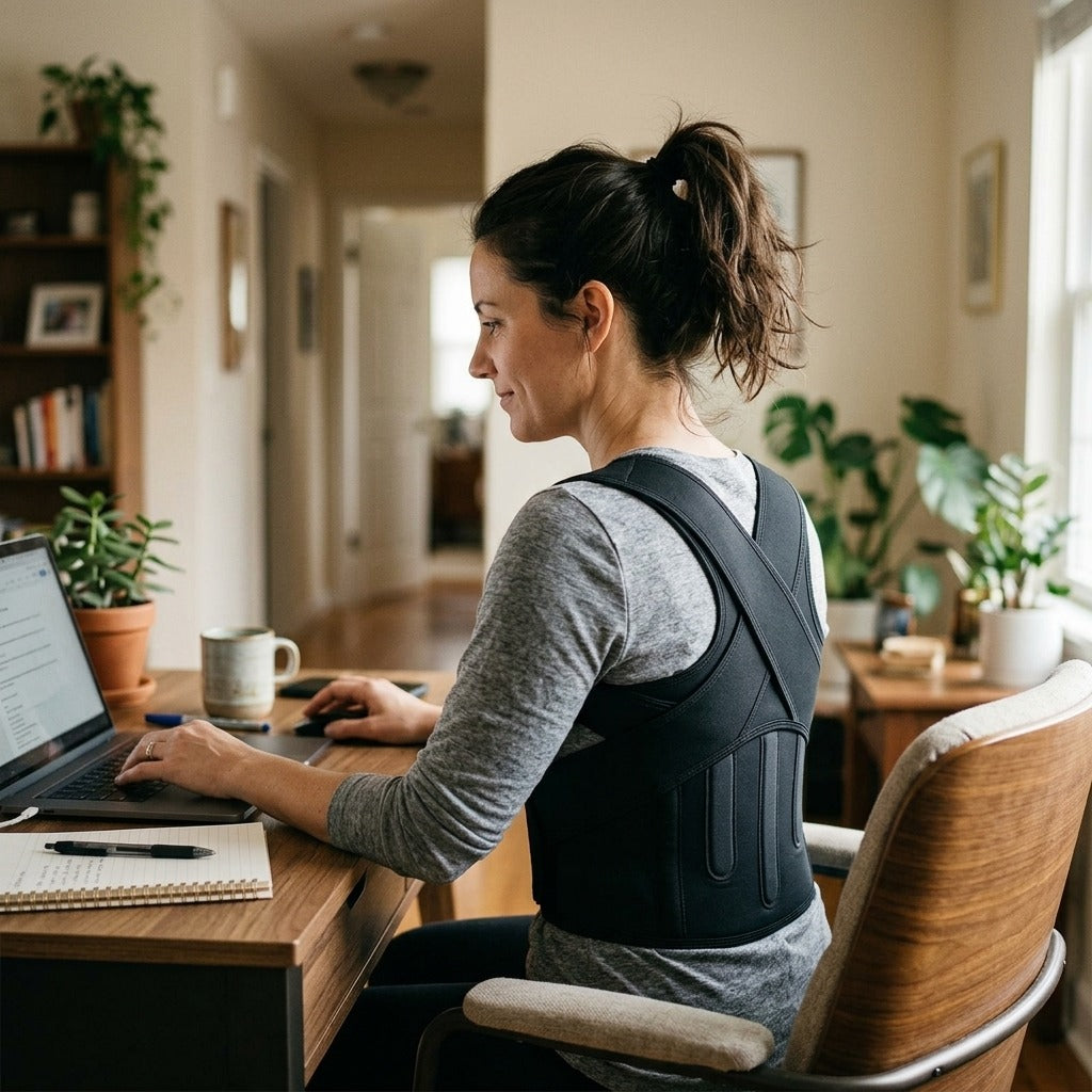 Adjustable Posture Support Belt with Splint - in everyday life