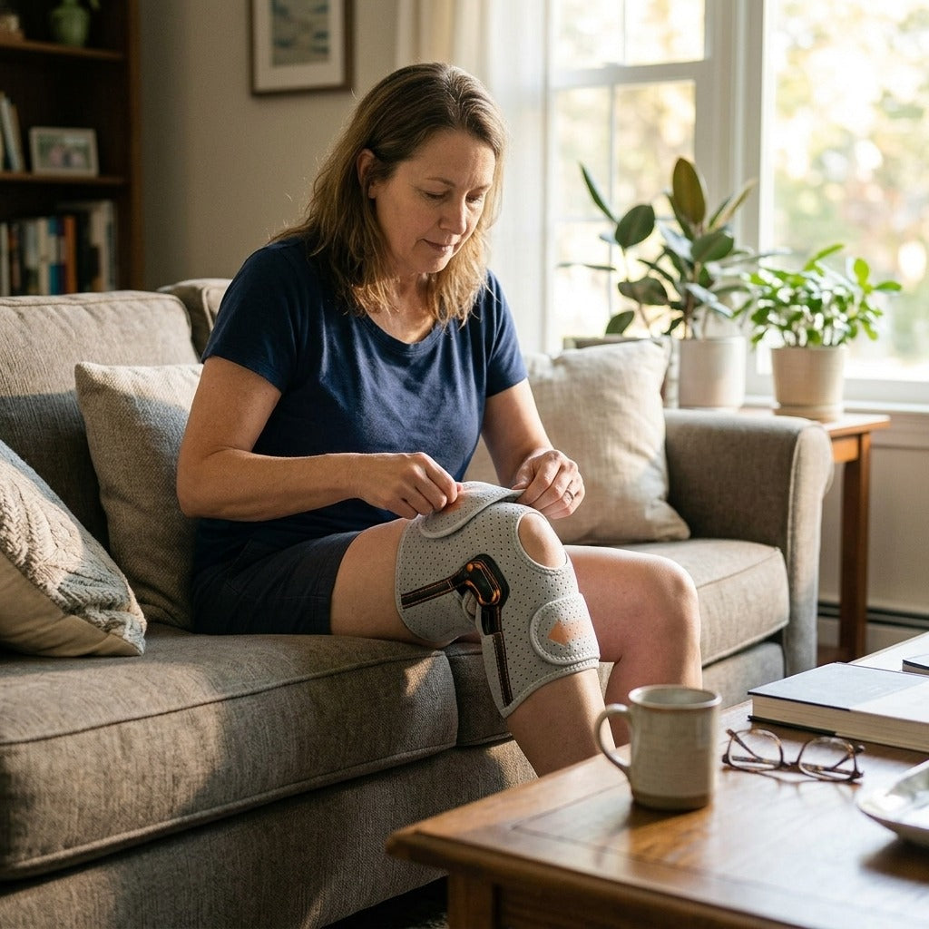 Adjustable Rebound Spring Knee Brace - at home