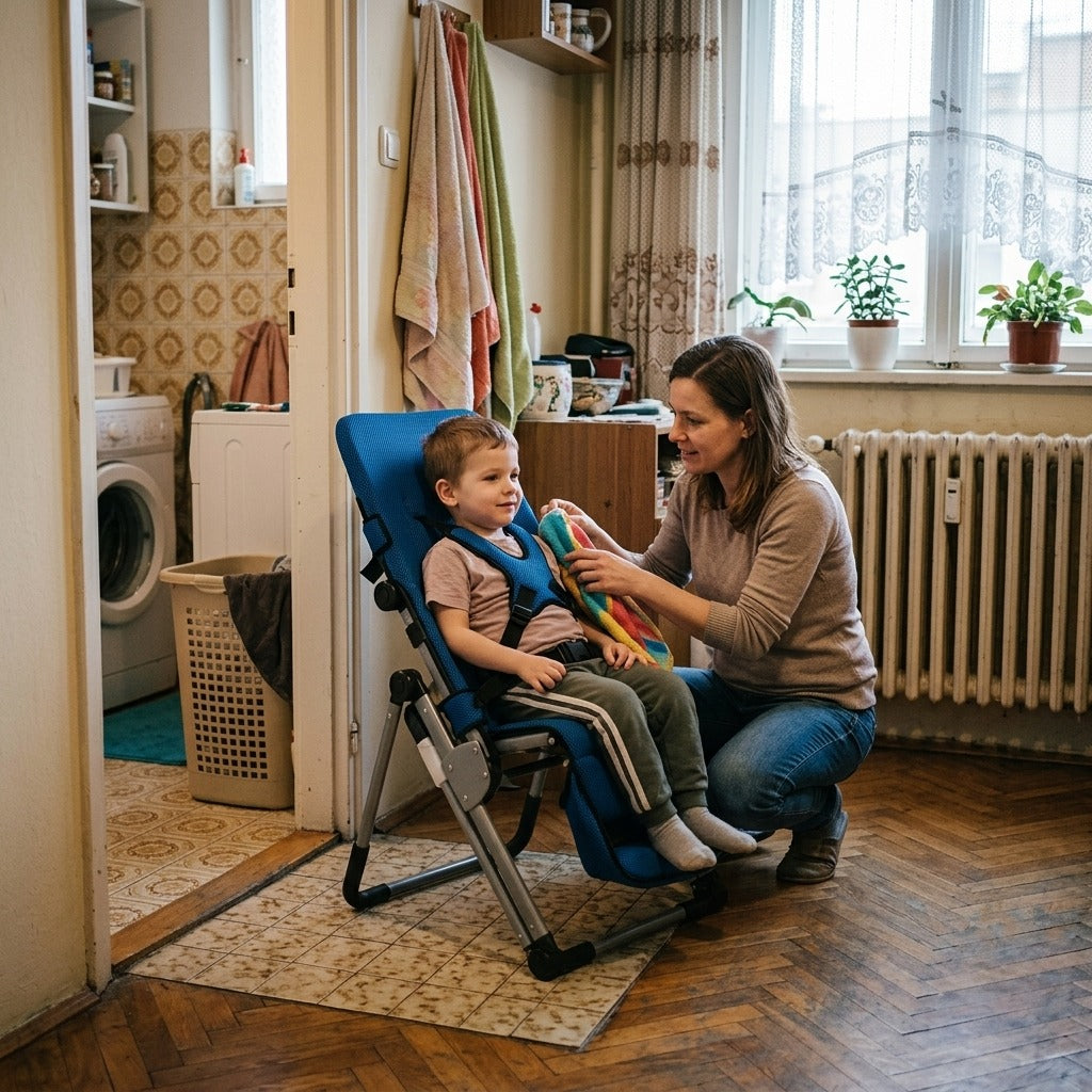Állítható, dönthető zuhanyszék gyermekeknek - a mindennapokban