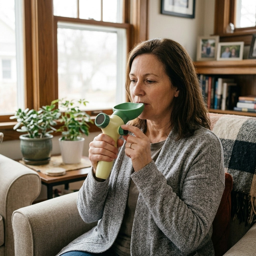 Adjustable Resistance Breathing Trainer - at home