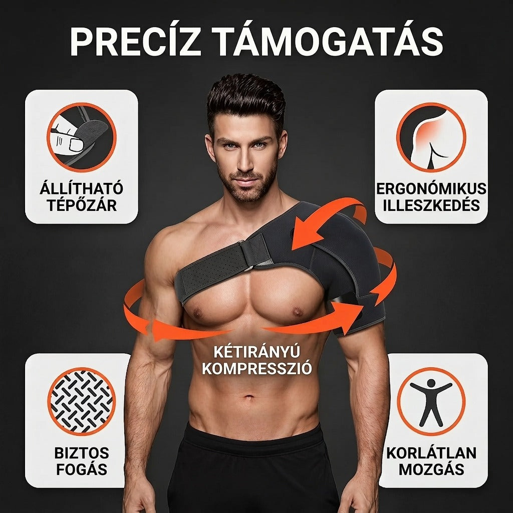 Vállmerevítő állítható tépőzárral, ergonómikus kompreszió