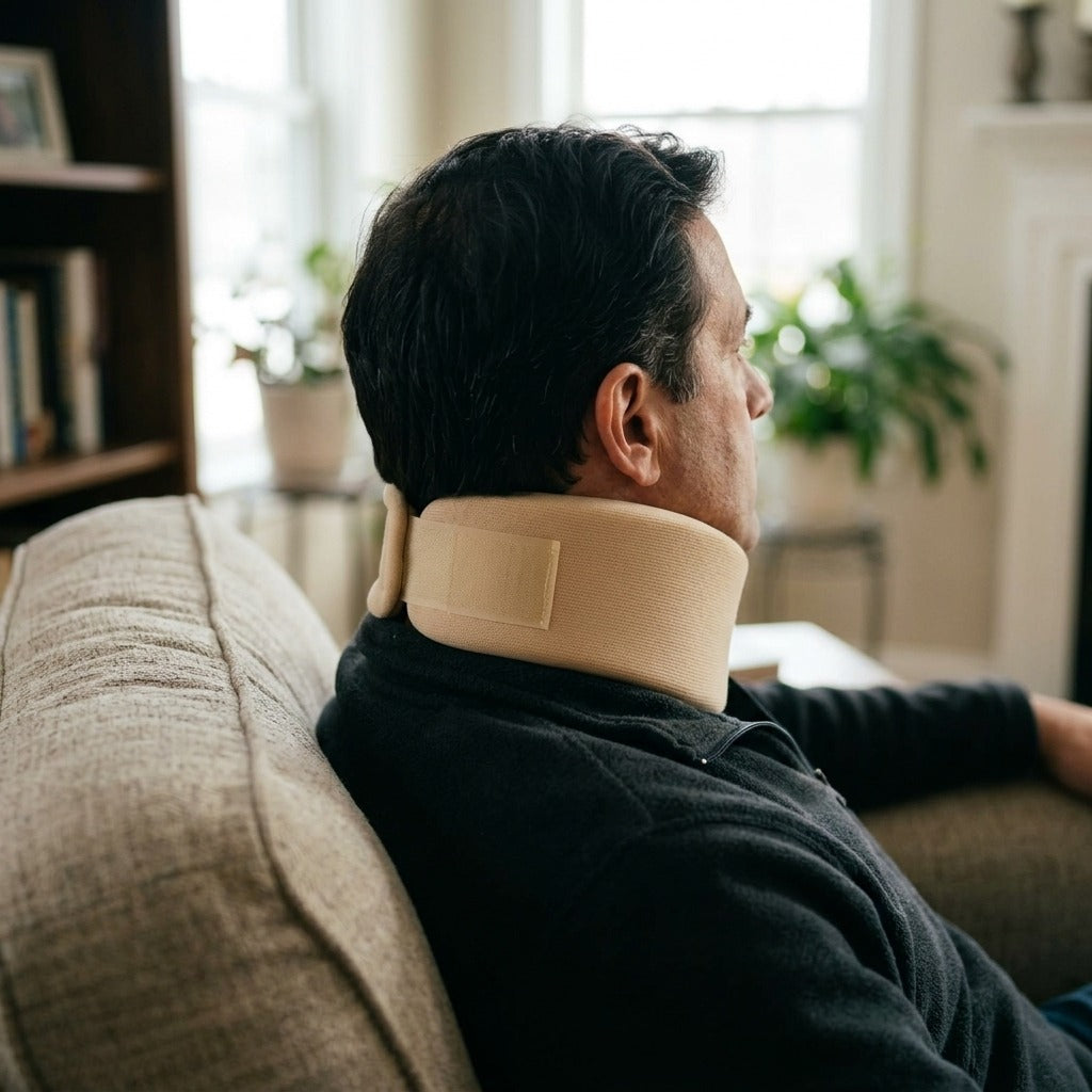 Adjustable Soft Foam Cervical Collar - in use
