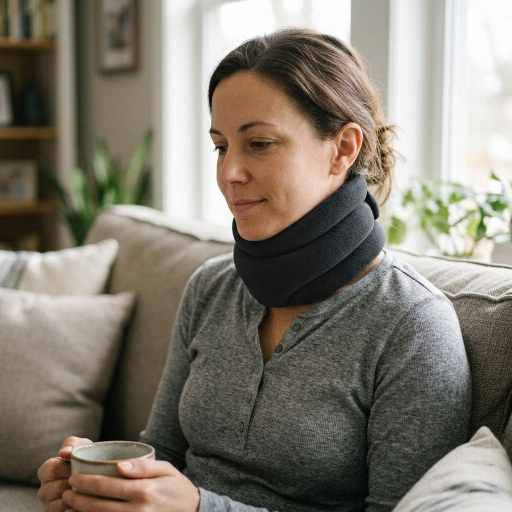 Adjustable Soft Neck Support Sleeve for Women - in use