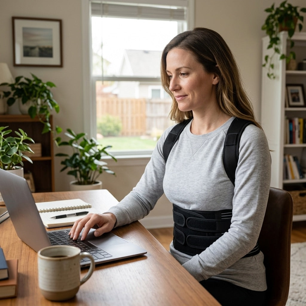 Adjustable Soft-Shell Back Support - in everyday life