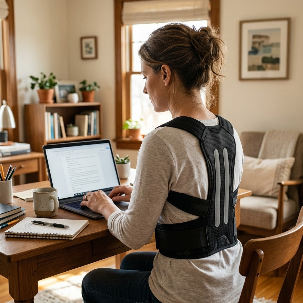 Adjustable Soft-Shell Posture Corrector - at home