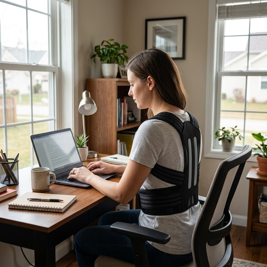 Adjustable Soft-Shell Posture Corrector - in everyday life