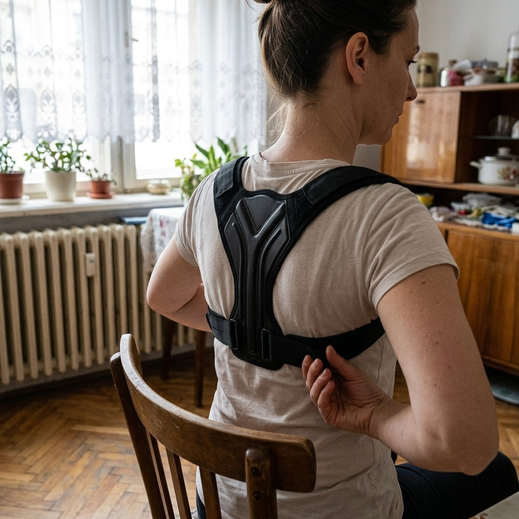 Állítható uniszex kulcscsonttámasz, tartásjavító - használat közben