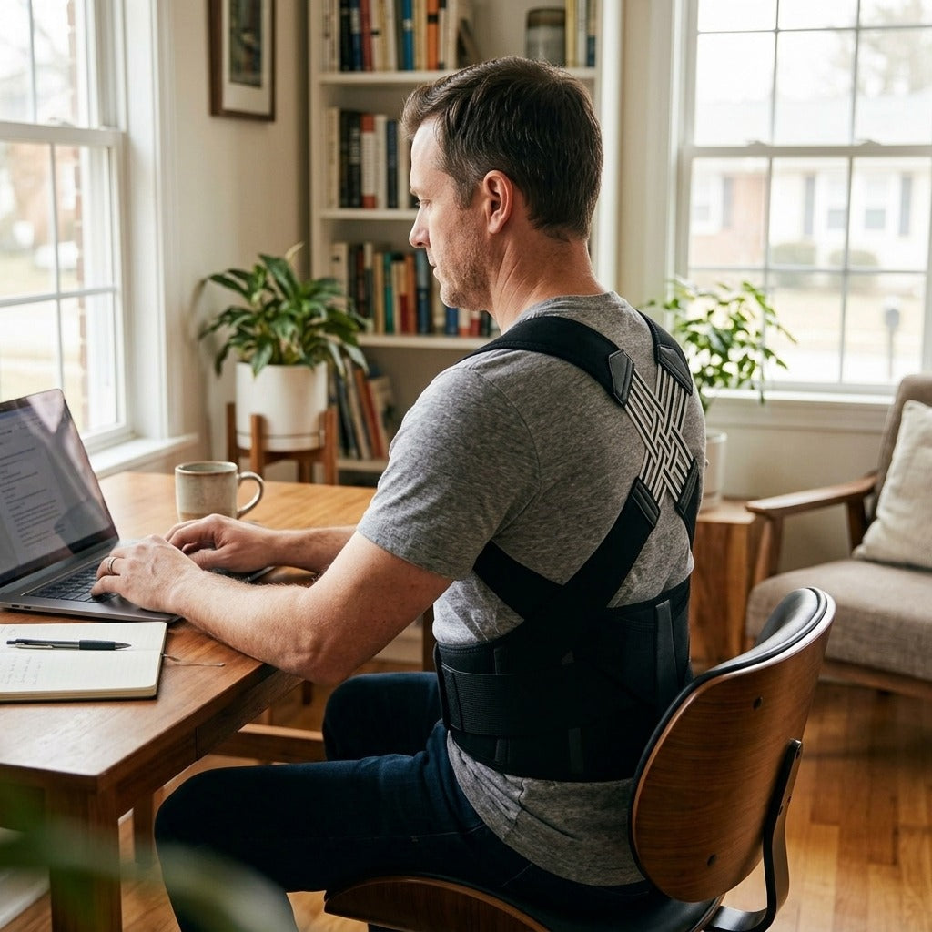 Adjustable Upper-Back Posture Support Belt - at home