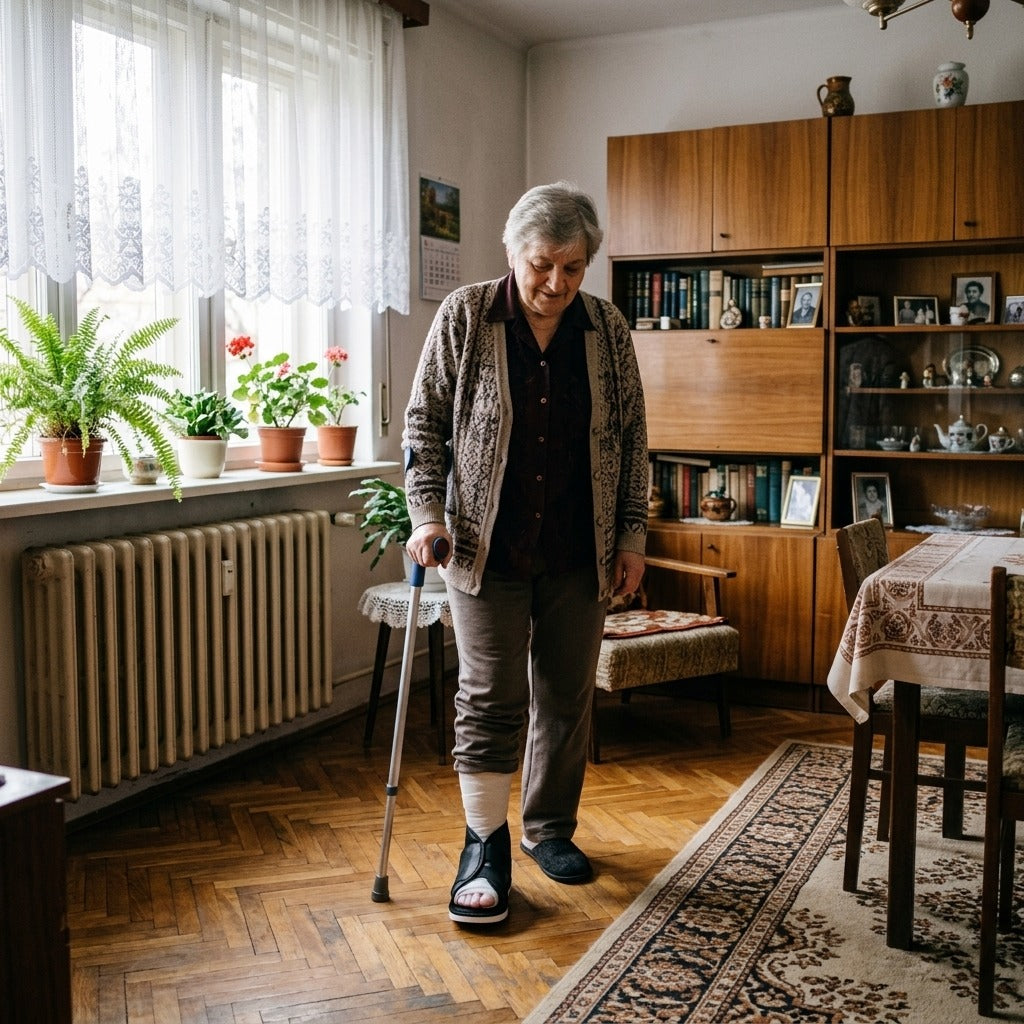 Állítható járó gipszcipő törött lábra - otthon
